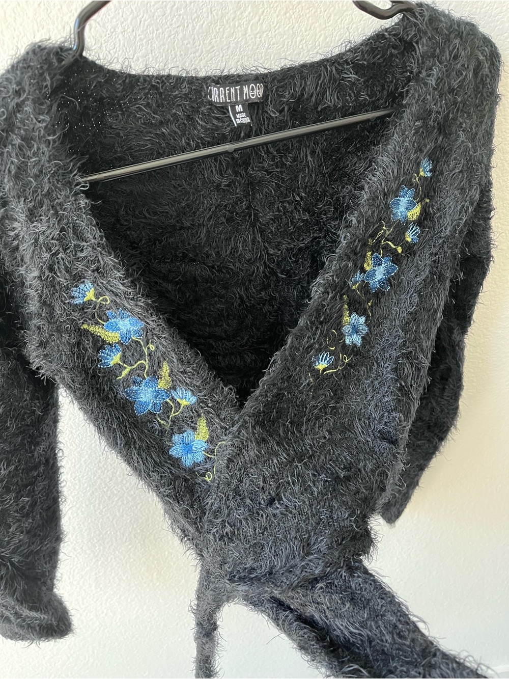 Beat Poetry Fuzzy Sweater, black floral wrap cardigan, Dolls Kill, Current Mood
